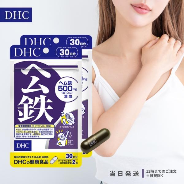 DHC ヘム鉄 60日分 サプリメント 120粒 葉酸 ビタミンB 健康食品 2個
