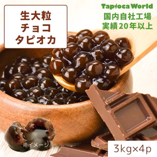 【ポイントアップ】「国産」大粒生　チョコ　タピオカ  （3kg×4袋）