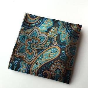 絹100％のおしゃれなペイズリー柄のポケットチーフ TBC-FZ-07