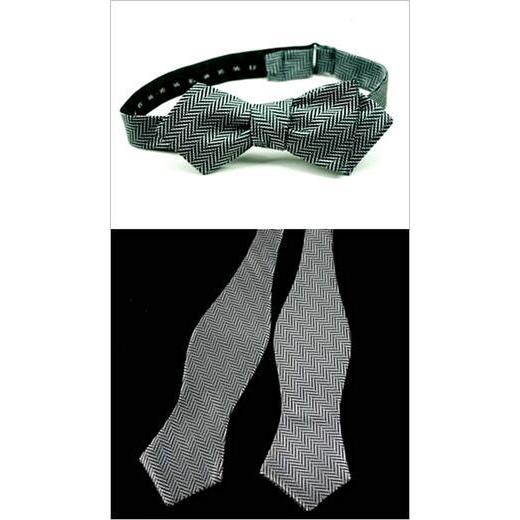 オシャレでシックなポインテッド＆ボウタイの手結び蝶ネクタイ　JS06