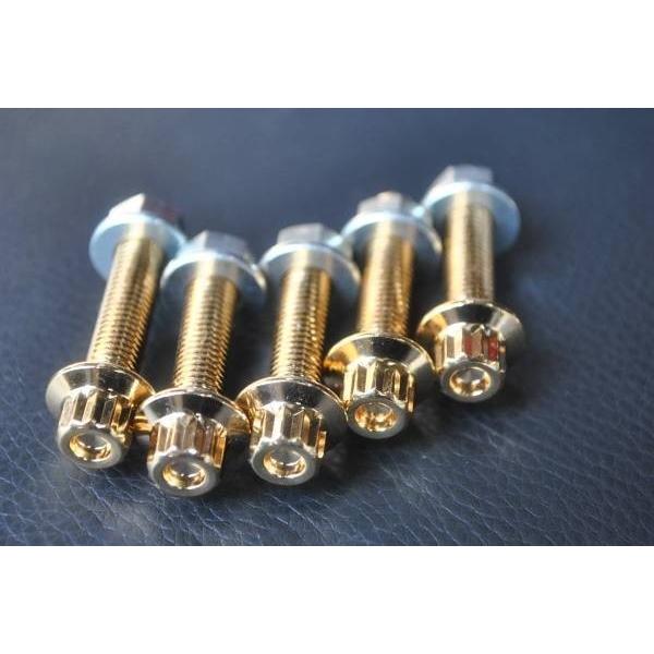 ゴールドメッキ　アルミホイール交換用ピアスボルト　M7×32mm　40本　ナット付