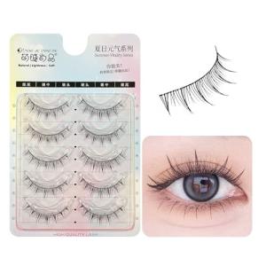 つけまつげ ナチュラル 5ペア 人気 短め 透明軸 繰り返し 芯が柔らか