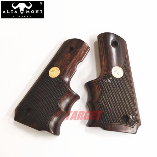 ☆ アルタモント COLT M1911A1 ガバメント用 木製グリップ フィンガーグルーヴ チェッカ...