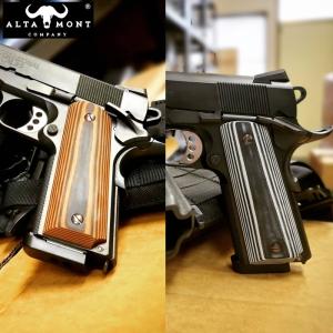 アルタモント S&W 1911用 木製グリップ パネル フルチェッカー メダル