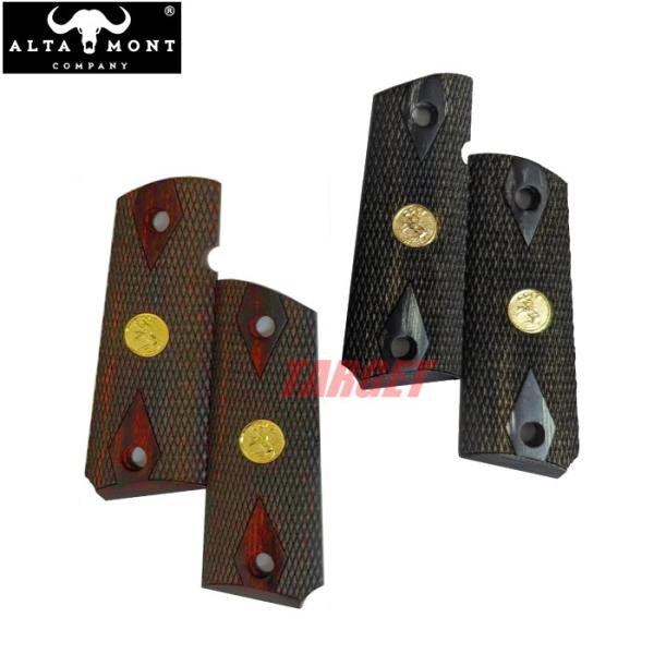 ☆アルタモント 1911 コンパクト / オフィサーズ用 木製グリップ パネル ダイヤチェッカー C...