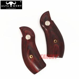 アルタモント S&amp;W Kフレーム ラウンドバット用 木製グリップ クラシックパネル スムース メダリオン付 赤 (ALTAMONT Lフレーム)