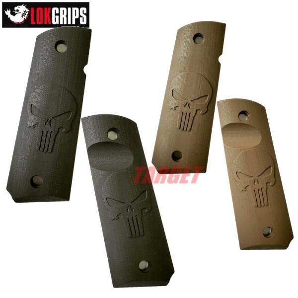 LOKGRIPS 1911フルサイズ用 G10製グリップ パニッシャー 2カラー (ロックグリップ ...