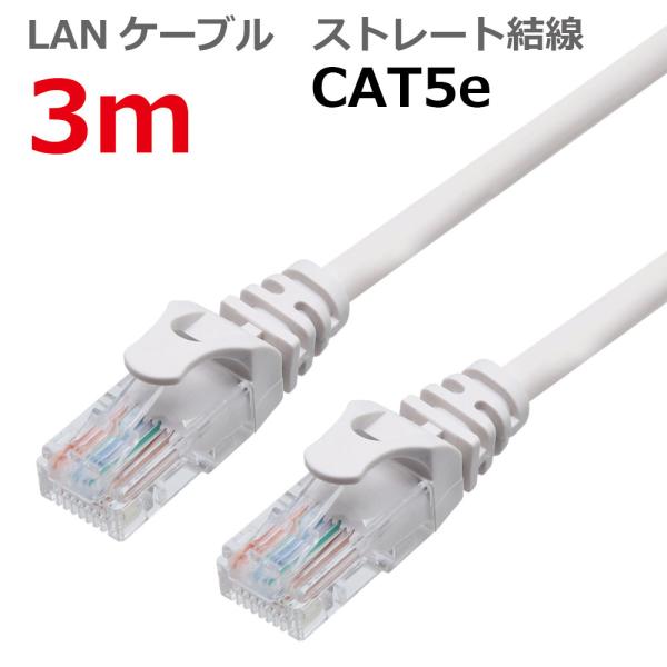 LANケーブル ランケーブル 3M CAT5E ストレート ライトグレー CAT5E RJ45プラグ...