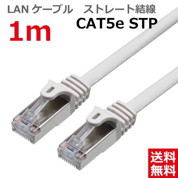 LANケーブル ランケーブル 1M CAT5E STPシールド ストレート ライトグレー CAT5E...