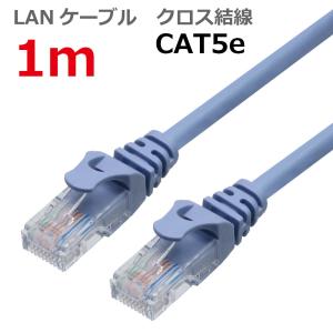 LANケーブル ランケーブル 1M CAT5E クロス結線 ライトブルー CAT5E RJ45プラグ つめ折れ防止 スリムコネクタ 1年保証 CBC5EX-010-BL TARO'Sの商品画像