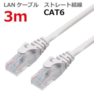 LANケーブル ランケーブル 3M CAT6 ストレート ライトグレー CAT6 RJ45プラグ つめ折れ防止 スリムコネクタ 1年保証 CBC6-030-LG TARO'S｜タローズダイレクト Yahoo!店