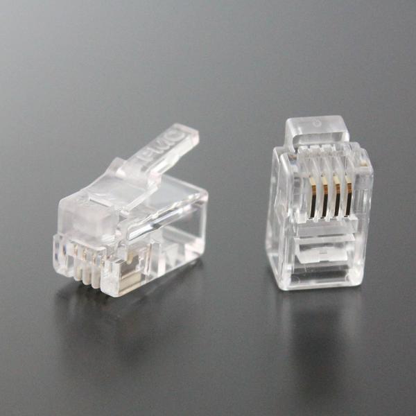 モジュラープラグ 電話プラグ RJ9 RJ11 RJ12 4極4芯 4P4C 100個入 工事用 C...