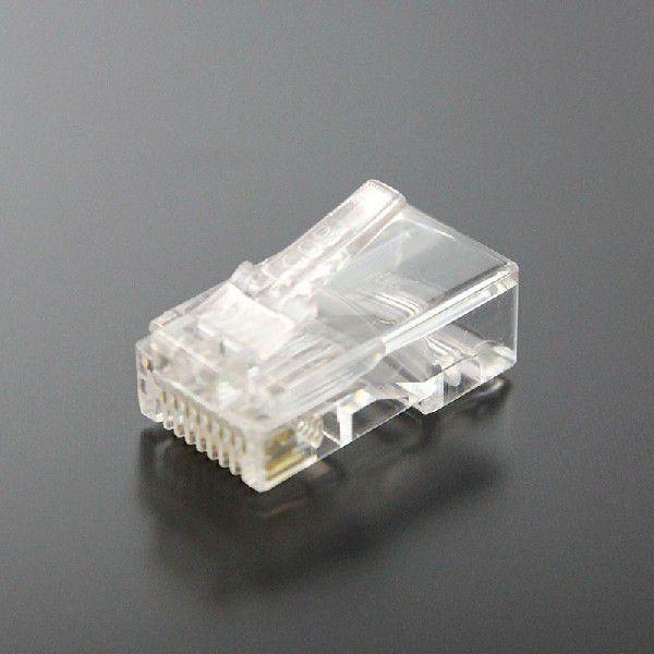 RJ45モジュラープラグ コネクタ CAT5E 8極8芯 単線/撚り線共用 50μ金メッキ 10個入...