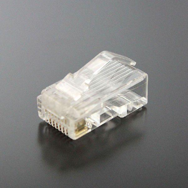 RJ45モジュラープラグ コネクタ CAT5E 8極8芯 単線/撚り線共用 50μ金メッキ アーチラ...