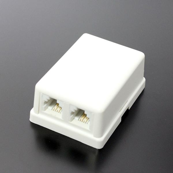モジュラー 電話/テレホン ローゼット 露出 6極4芯 RJ11/12 2ポート (2口) 2回路 ...