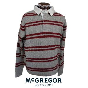 マクレガー（McGREGOR）・ボーダーニットラガーシャツ　ラガーニット　布帛衿ニット　　マクレガー...