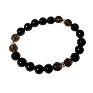 モリオン スモーキークォーツ 水晶 デザインブレスレット シンプル