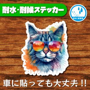 耐水・耐候ステッカー(猫 12)