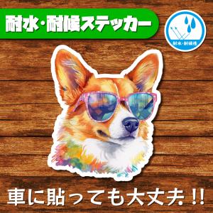 耐水・耐候ステッカー(コーギー 22)