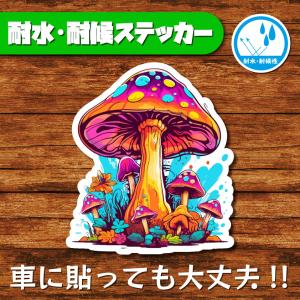 耐水・耐候ステッカー きのこ キノコ サイケ サイケデリック エスニック
