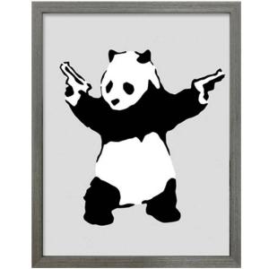Banksy/バンクシー Panda with Gunsパンダ ウィズ ガンズ アート パネル 壁掛けアート 近代アート 木製フレーム ウォールアート インテリア｜tasukurashi