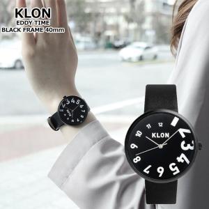 KLON/クローン EDDY TIME BLACK FRAME 40mm デザインウォッチ 腕時計 渦を巻く数字のデザインが印象的なおしゃれな腕時計 黒文字盤 フレームや金具は全て黒｜tasukurashi