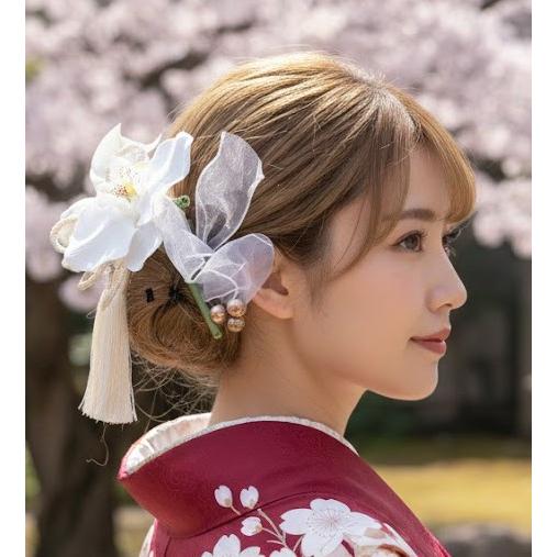 【髪飾りTata8】胡蝶蘭 チューリップ 成人式 結婚式 卒業式 卒業袴 振袖 和装 袴 着物 ヘッ...