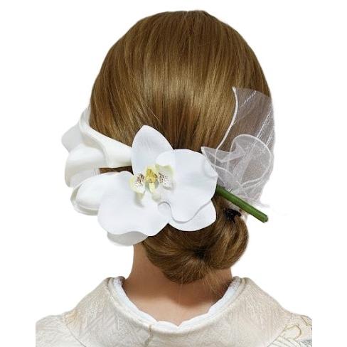 【髪飾りTata8】成人式 振袖 結婚式 卒業式 袴 七五三 造花胡蝶蘭 チューリップ 和装 ウェデ...