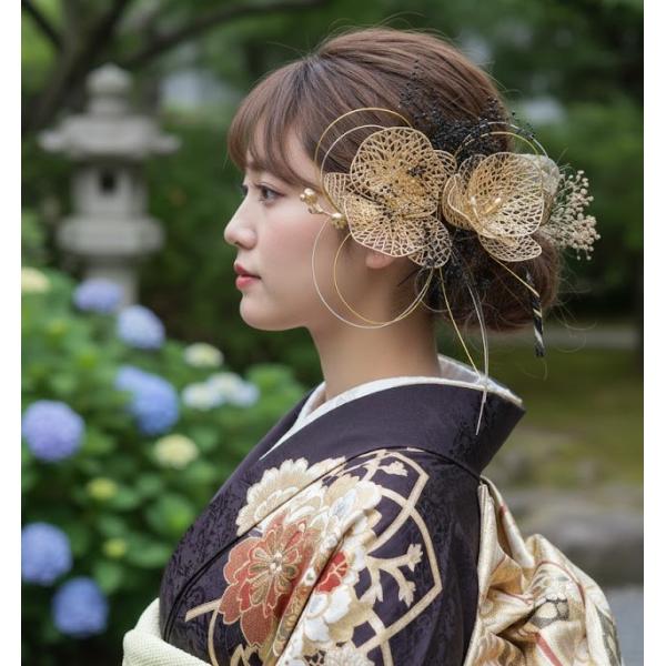 国産 髪飾り 成人式 卒業式 結婚式 フォト婚 前撮り 振袖 袴 ドレス 和装 入学式 豪華造花＆プ...