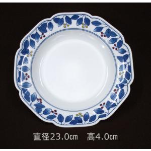 有田焼 染錦 千両紋 八寸カレー皿　(１枚)