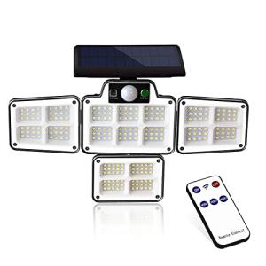 Lamake 228LED センサーライト 屋外 ソーラーライト 4灯式 高輝度 360°角度調整可能 IP65防水 三つ知能モード 自動点灯消灯 光