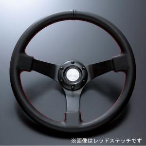 D1SPEC ステアリング DEEP70 33パイ ブラックスポーク/レッドステッチ