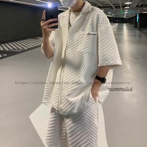 メンズファッション 春夏服 ハーフパンツ 上下セット 2点式 カジュアルシャツ カッコイイ きれいめ オシャレ スポーツパンツ 人気商品 シンブルデザイン