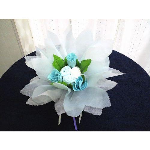 愛媛特産品・今治タオルとフラワーソープのブーケ(小)ブルー プラケース包装なし 贈り物に最適