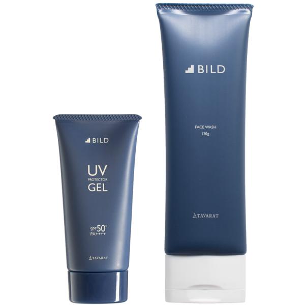 日焼け止めジェル＆洗顔フォーム セット メンズ 顔用 UVジェル テカリ防止 ビルド SPF50+ ...