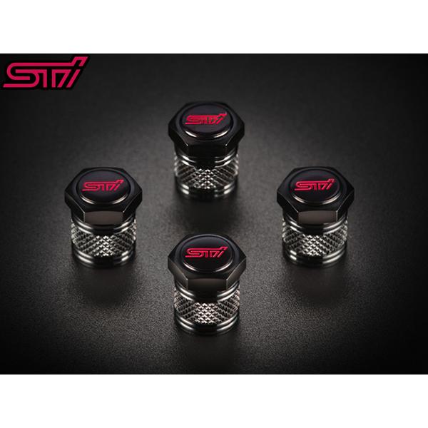 ST28102Z2000【スバル】【STI】STIバルブキャップセット(ブラック)アルミ削り出し！※...
