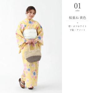 二部式浴衣 3点 セット 帯 下駄 花柄 簡単...の詳細画像3