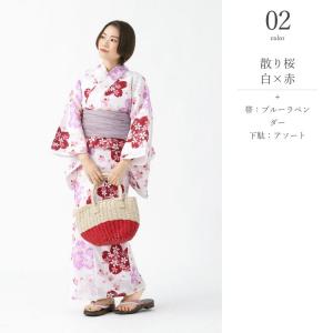 二部式浴衣 3点 セット 帯 下駄 花柄 簡単...の詳細画像4