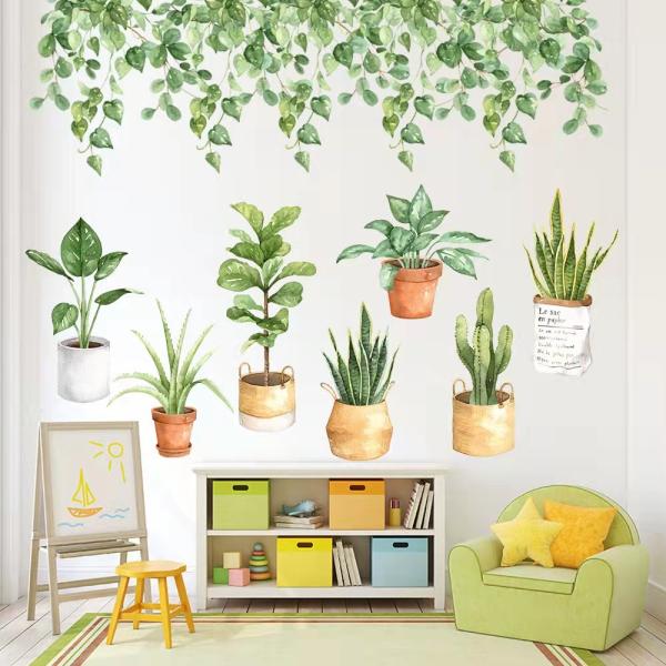 ウォールステッカー 北欧 植物　連理の枝　癒す葉DIY 　剥がせるシール 屋内植物　壁紙シール 窓 ...