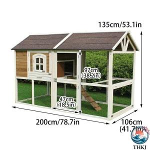 大型ウサギ小屋 防水屋根と引き出しトレイ付き屋...の詳細画像1
