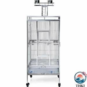 鳥かご ケージ 豪華な大型オウムケージ 304 ステンレス鋼の鳩の檻 キャスター付きの移動可能な動物の別荘