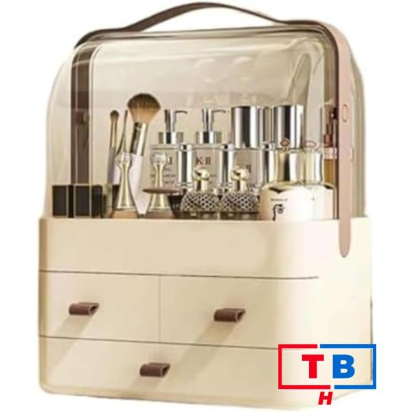 メイクボックス 化粧品収納ボックス 化粧品ボックス 大容量 蓋付き 防塵 防水 引き出し付き 浴室 ...