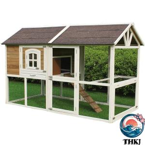 大型ウサギ小屋 防水屋根と引き出しトレイ付き屋外用ウサギケージ ガーデンパティオ用木製小動物ハウス