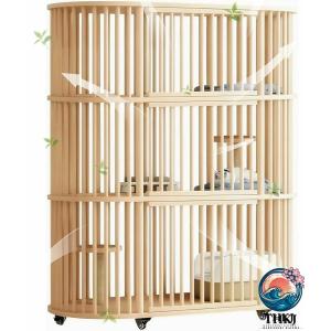 猫ケージ キャットケージ 3 段 11256156.3cm 木製 猫ハウス 大型 ペットケージ キャスター付き