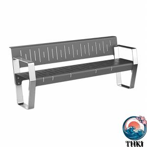 ガーデンベンチ 屋外公園ベンチ 背もたれと肘掛け付き塗装スチールベンチ THKJ パティオポーチプールサイド おしゃれ 高見え 上品見え コーデになじむ