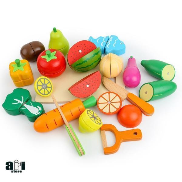 ままごとセット 木製 ままごとキッチン 2歳 3歳 セット おもちゃ 食材 食べ物 野菜 魚 フルー...