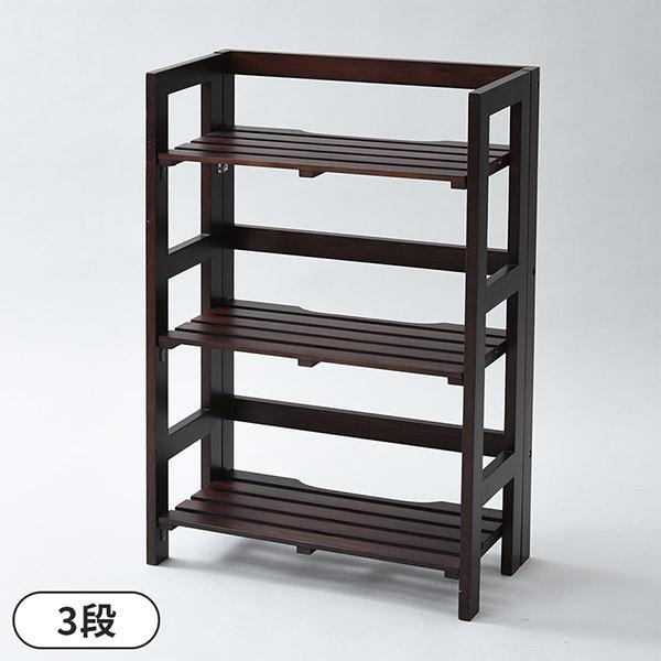 YAMAZEN(山善) 天然木パタパタラック(3段)／TNP-3 / ラック 棚 家具 折りたたみ ...