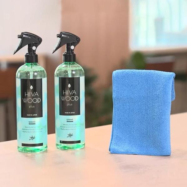 ヒバウッドプラス ボトル500ml×2本+マイクロファイバークロス×1枚 / 防虫剤 防虫スプレー ...