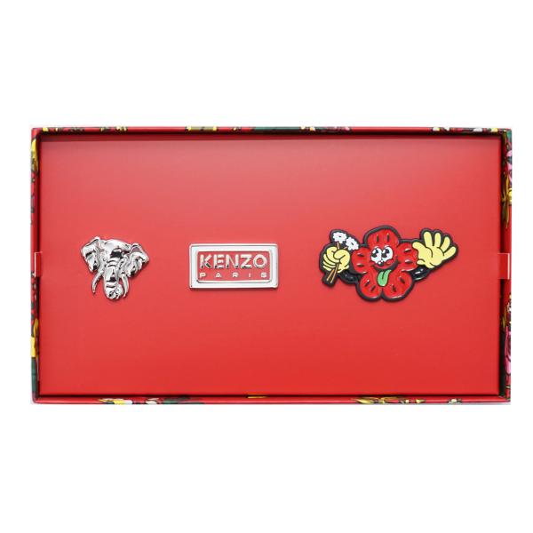 KENZO ケンゾー FD55AC122M01 セット オブ 3 スタンプ ピンズ エレファント B...