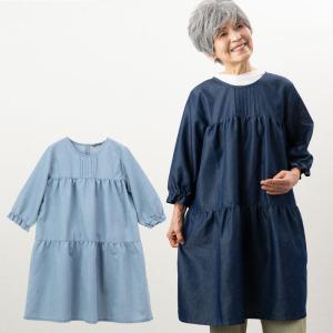 シニア服 80代 70代 60代 レディース 婦人服 高齢者 おばあちゃん デニムティアードギャザーチュニック 誕生日 プレゼント
